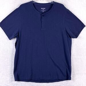 Rhone Henley Short Sleeve Shirt Men XL Navy Blue Stretch Classic Preppy Heritage